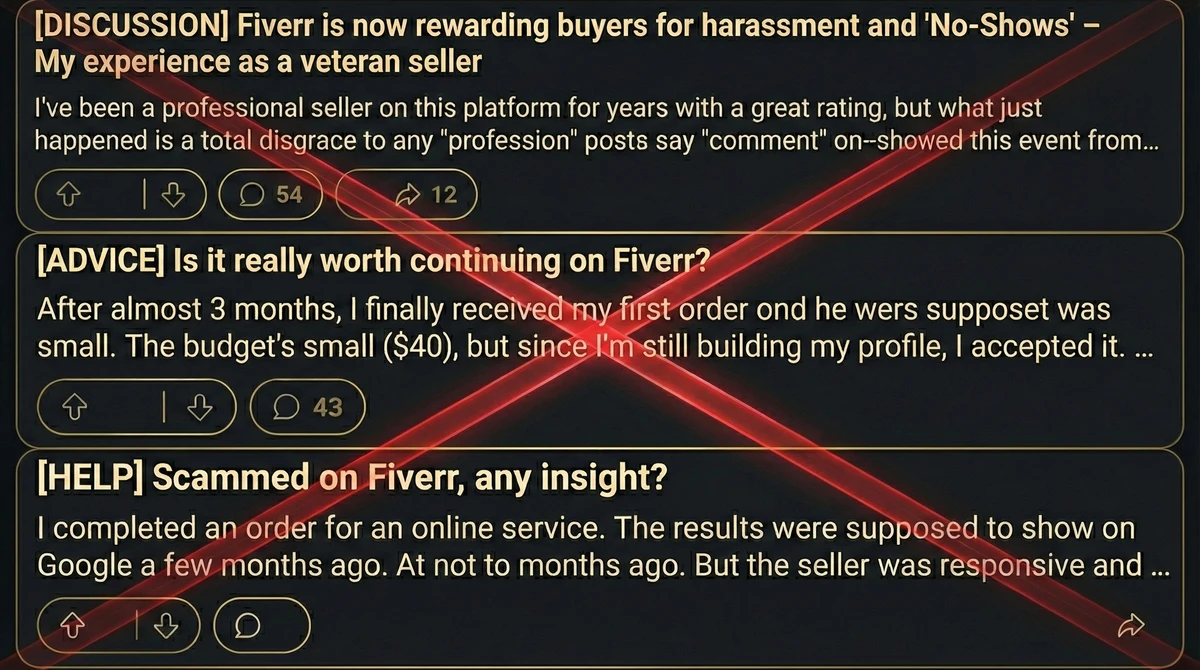 Reddit Fiverr scams no clients 2026